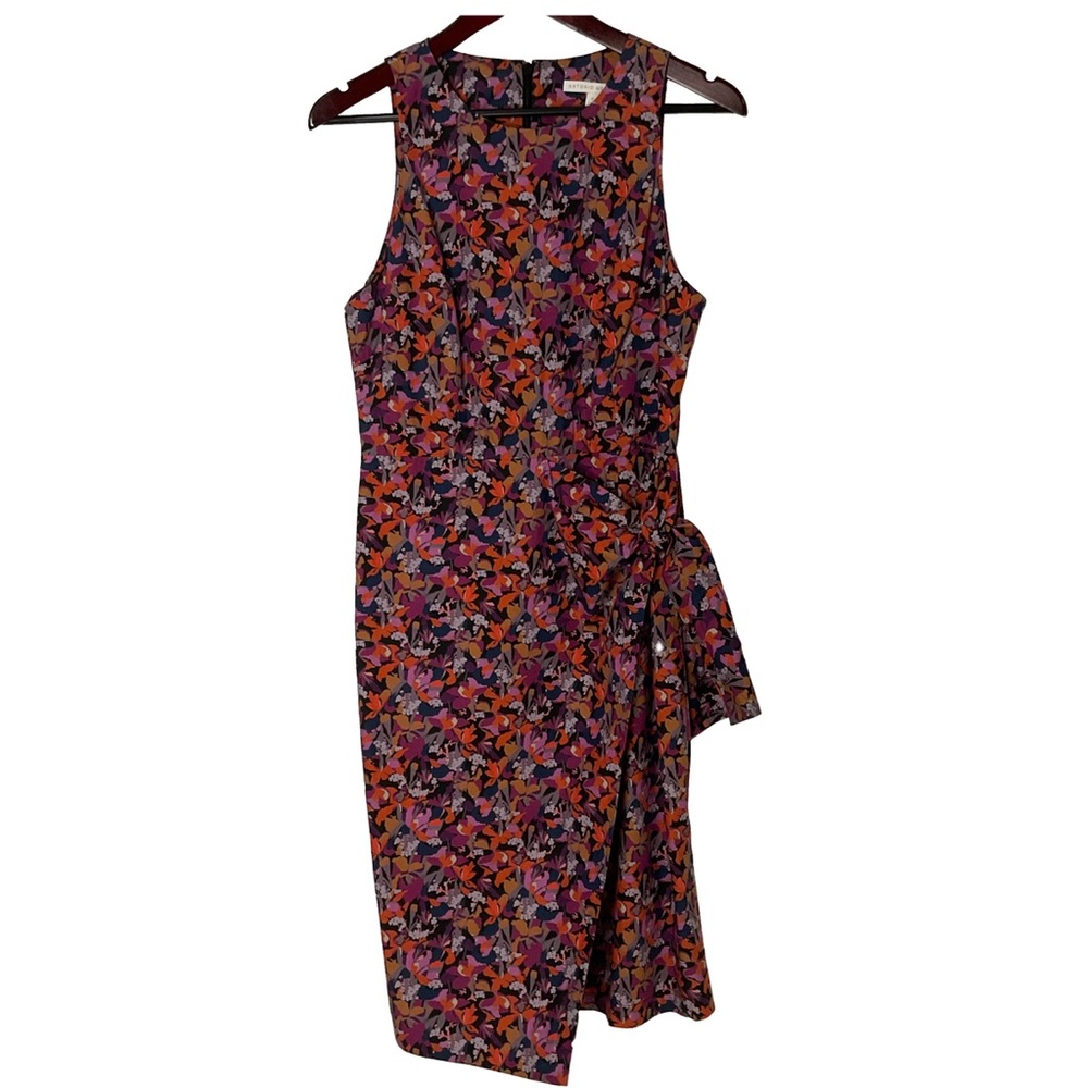 Antonio Melani Sleeveless Floral Wrap-Detail Midi Dress - Purple/Orange Print; 8